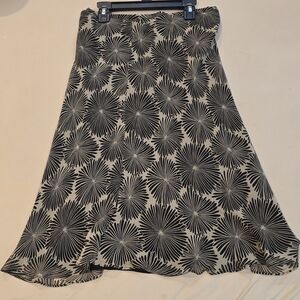 Rafaella Black and Cream Floral A-Line Skirt